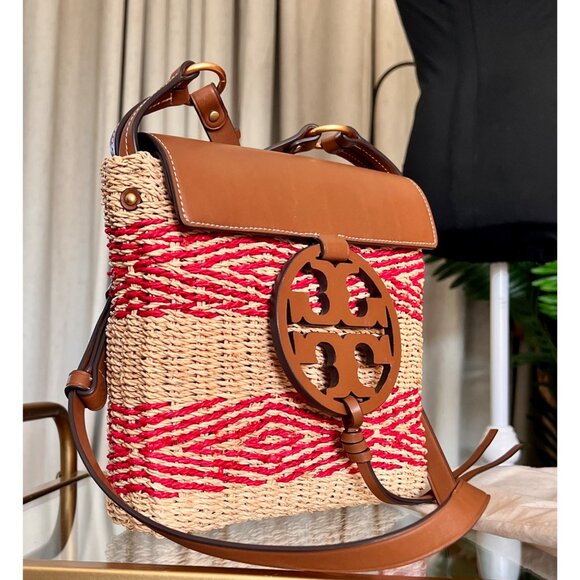 ✺ AUTHENTIC TORY BURCH RED STRIPED MILLER SHOULDER BAG/CROSSBODY - Picture 6 of 13
